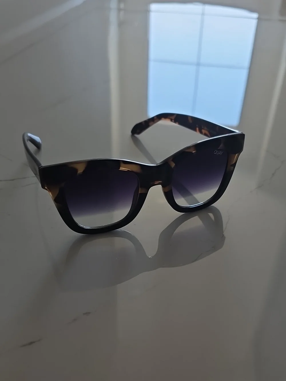Quay Australia Tortoiseshell Frame Sunglasses with Gradient Purple Lenses